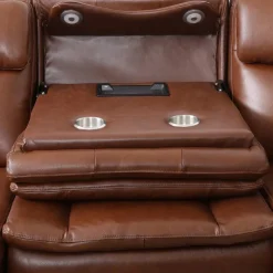 Leather Power Sectional with Massage, Heat, Audio Console & Right-Facing Chaise - 6 pcs