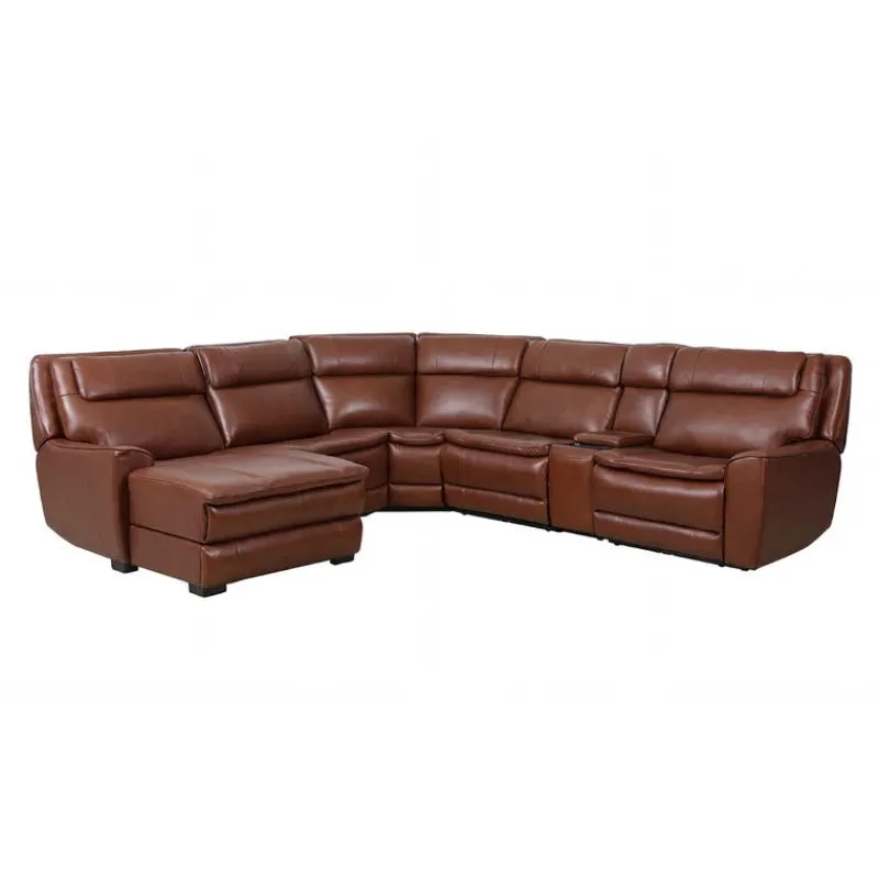 Leather Power Sectional with Massage, Heat, Audio Console & Left-Facing Chaise - 6 pcs