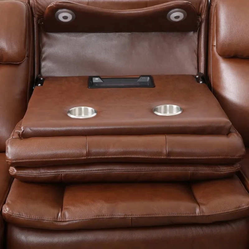 Leather Power Sectional with Massage, Heat, Audio Console & Left-Facing Chaise - 6 pcs