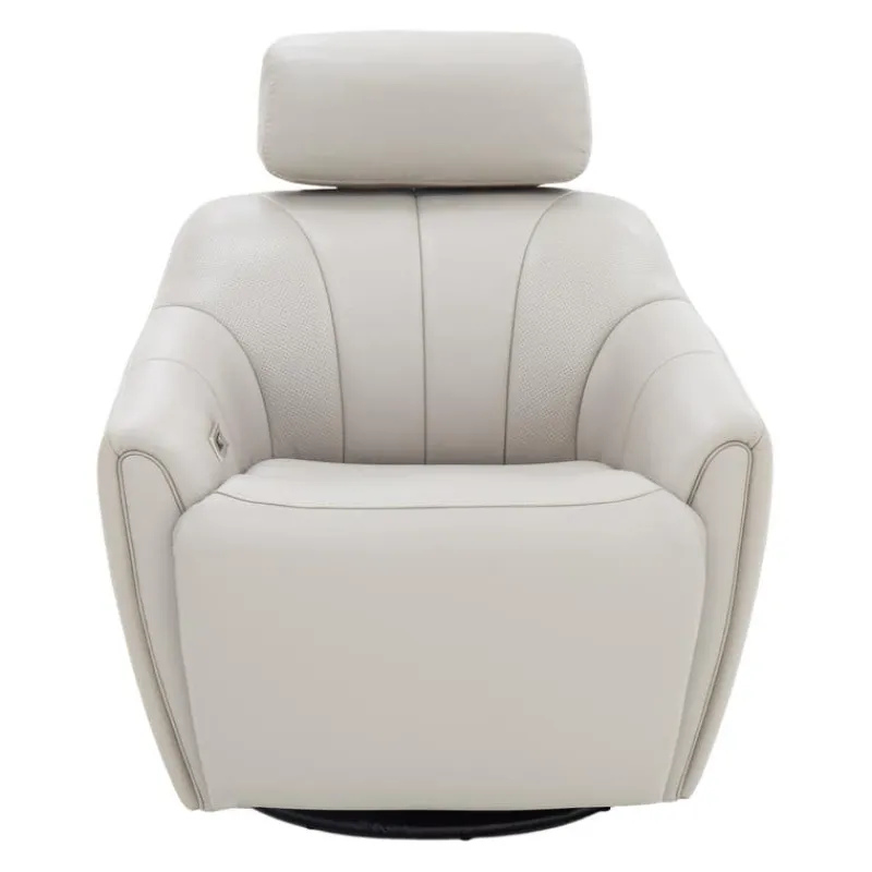 Leather Power Swivel Recliner with Built-In Audio System -