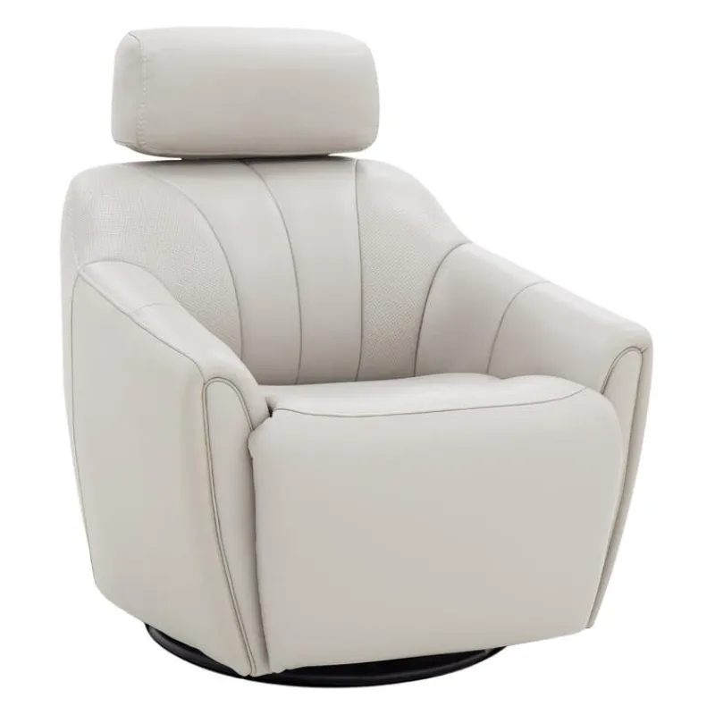 Leather Power Swivel Recliner with Built-In Audio System -