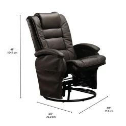 Leather Reclining Ball-Bearing Swivel Glider with Ottoman - Brown