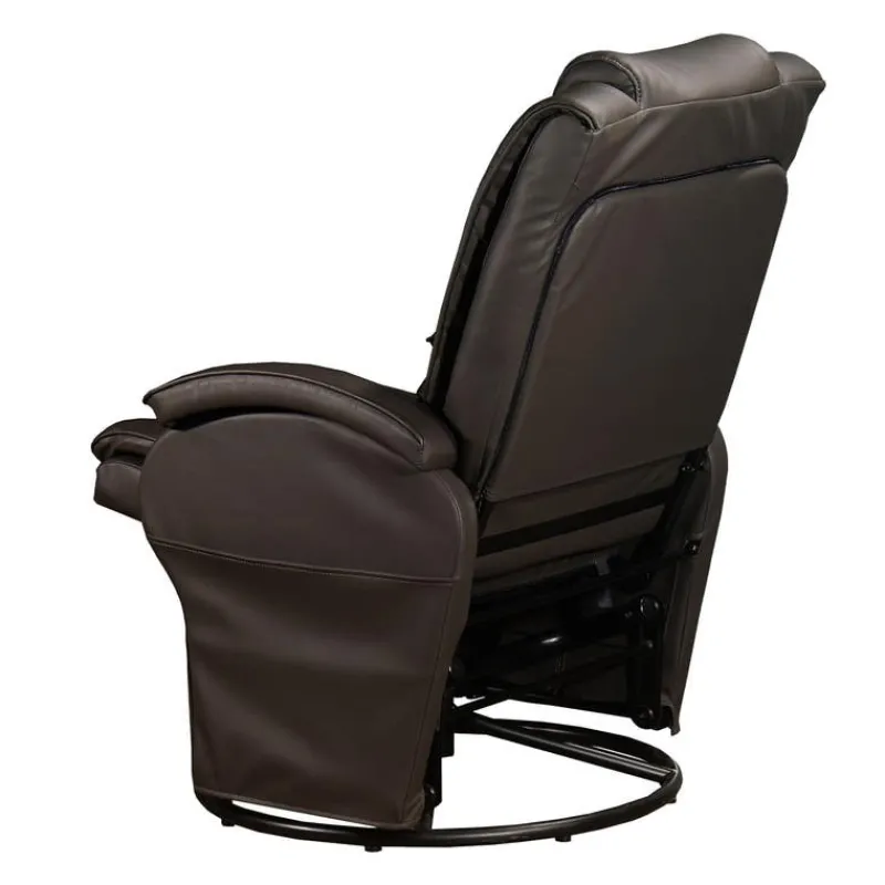 Leather Reclining Ball-Bearing Swivel Glider with Ottoman - Brown