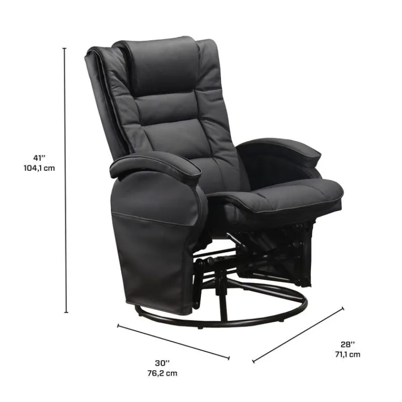 Leather Reclining Ball-Bearing Swivel Glider with Ottoman -