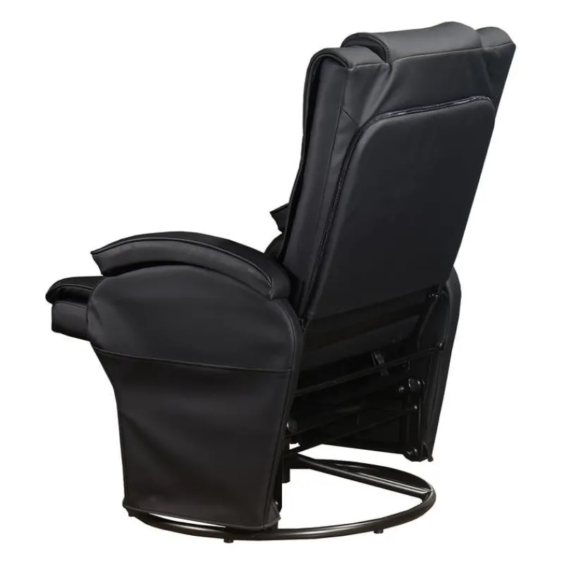 Leather Reclining Ball-Bearing Swivel Glider with Ottoman -