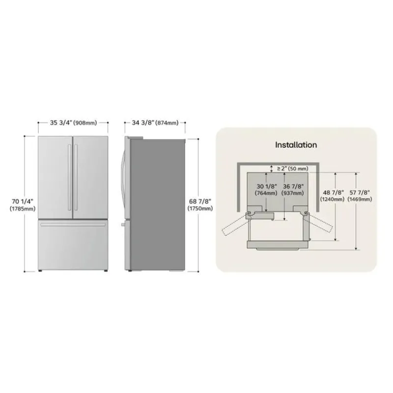LG 36 Cu Ft 36 In Refrigerator Bottom Freezer, French door - LRFXS3106S