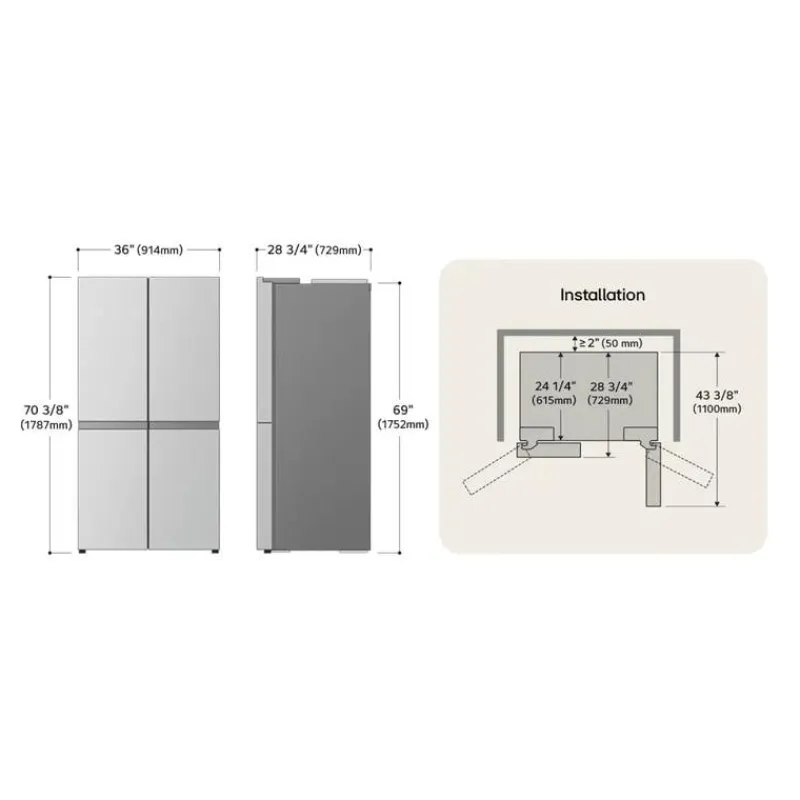 LG 23,6 Cu Ft 36 In Refrigerator Bottom Freezer, French door - LF24C8200S