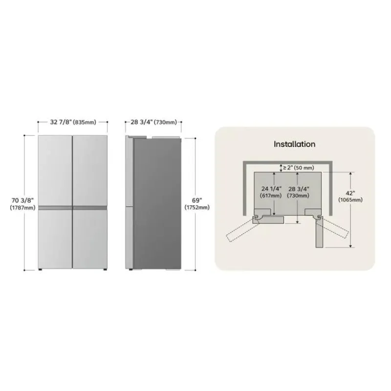 LG 18 Cu Ft 33 In Refrigerator Bottom Freezer, French door - LF19C8200S