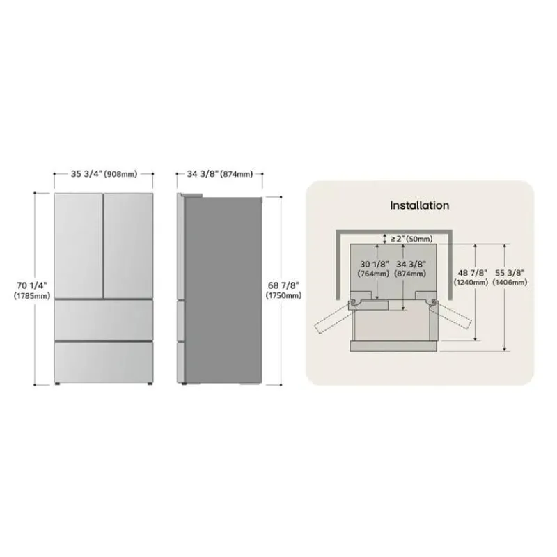 LG 29 Cu Ft 36 In Refrigerator Bottom Freezer, French door - LF29S8330S
