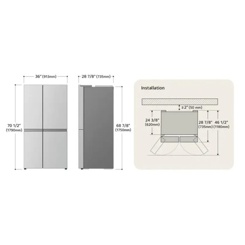 LG 23 Cu Ft 36 In Refrigerator Side by side - LS23C4230V