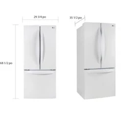 LG 30 in 21,8 Cu ft Refrigerator Bottom Freezer, French door - LRFNS2200W