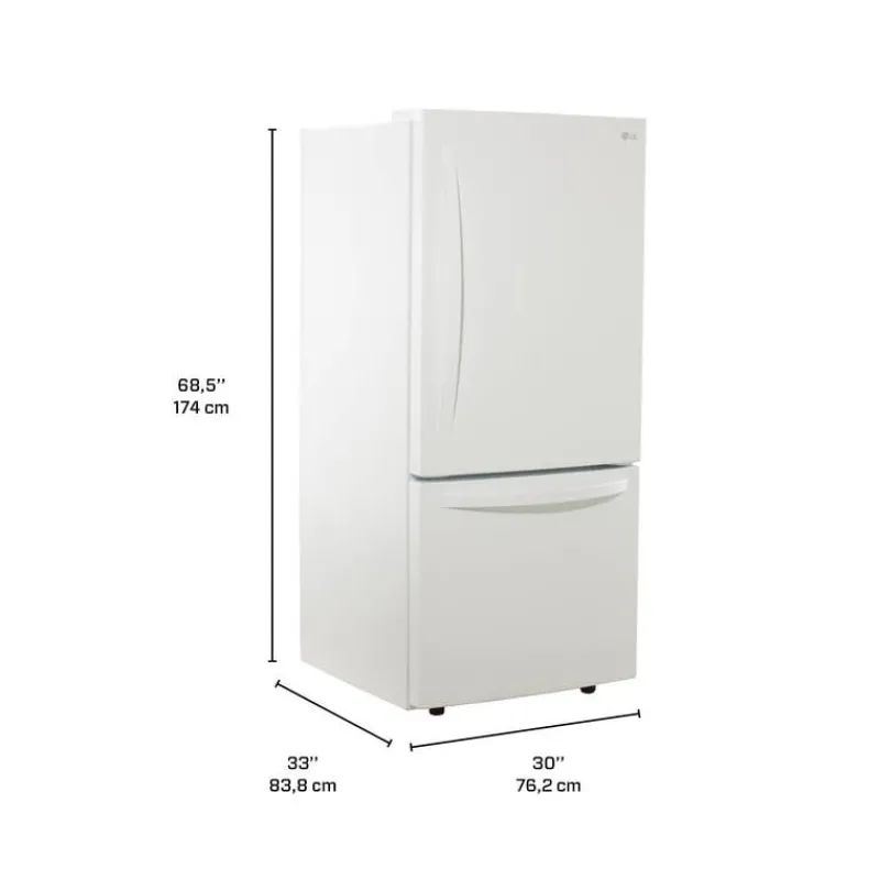 LG 30 in 22 Cu ft Refrigerator Bottom Freezer - LRDNS2200W