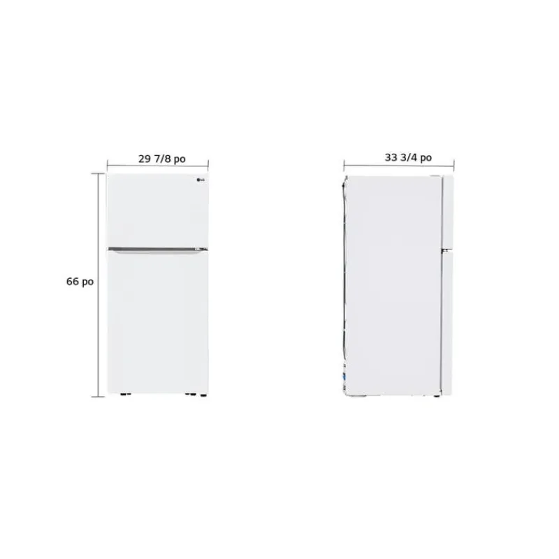 LG 30 in 20 cu ft Refrigerator Top Freezer - LTCS20020W