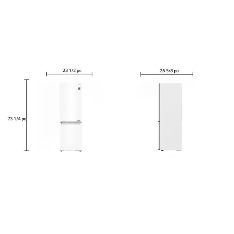 LG 24 in 11,9 cu ft Refrigerator Bottom Freezer - LBNC12231W