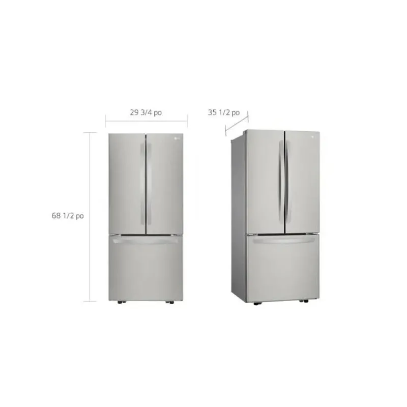 LG 30 in 22 Cu ft Refrigerator Bottom Freezer, French door - LRFNS2200S