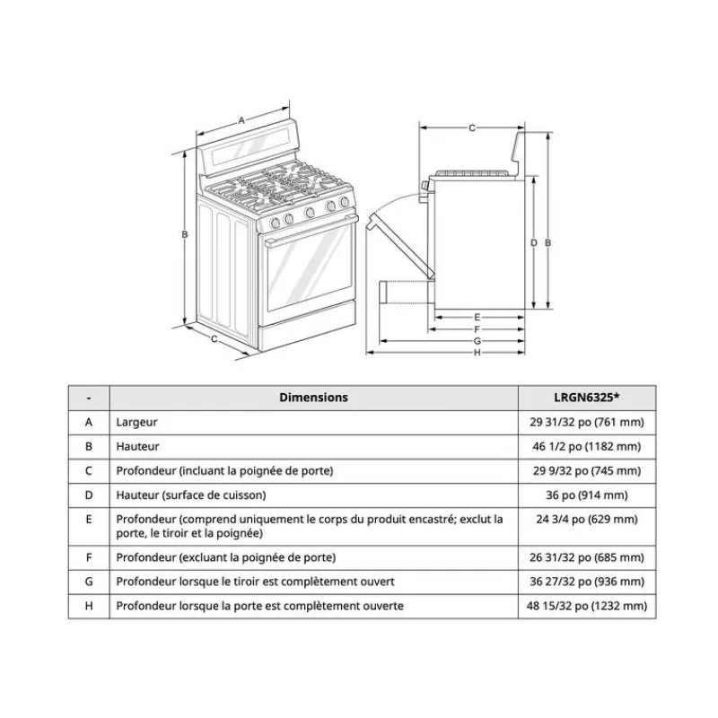 LG Range 30" Electric Gas - LRGN6325X