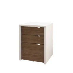 Nexera Liber-T Filing Cabinet, 3-Drawer, White And Walnut -