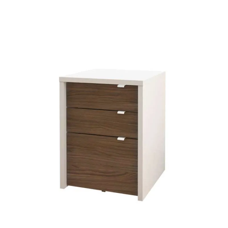 Nexera Liber-T Filing Cabinet, 3-Drawer, White And Walnut -