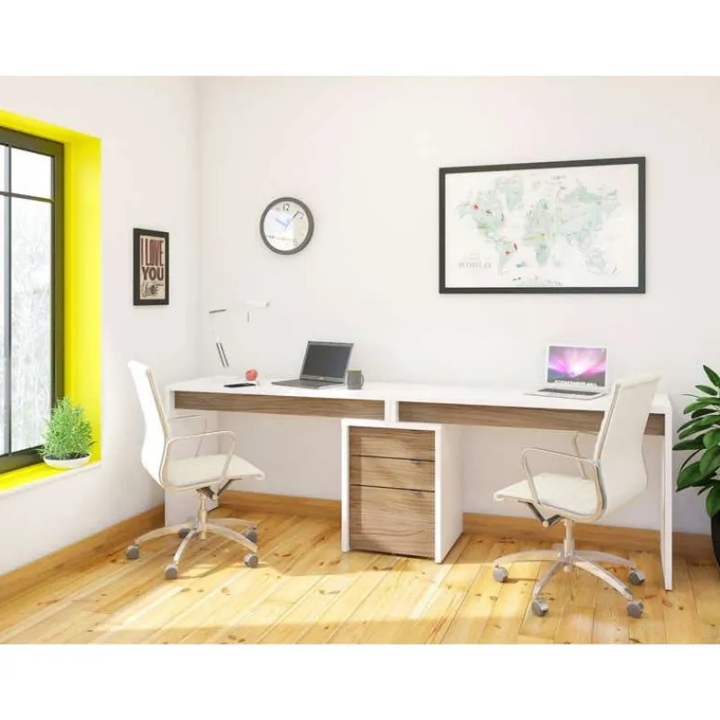 Nexera Liber-T Reversible Desk Panel, White And Walnut -