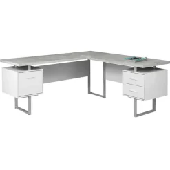 Monarch L-shaped computer desk / cement-look top -