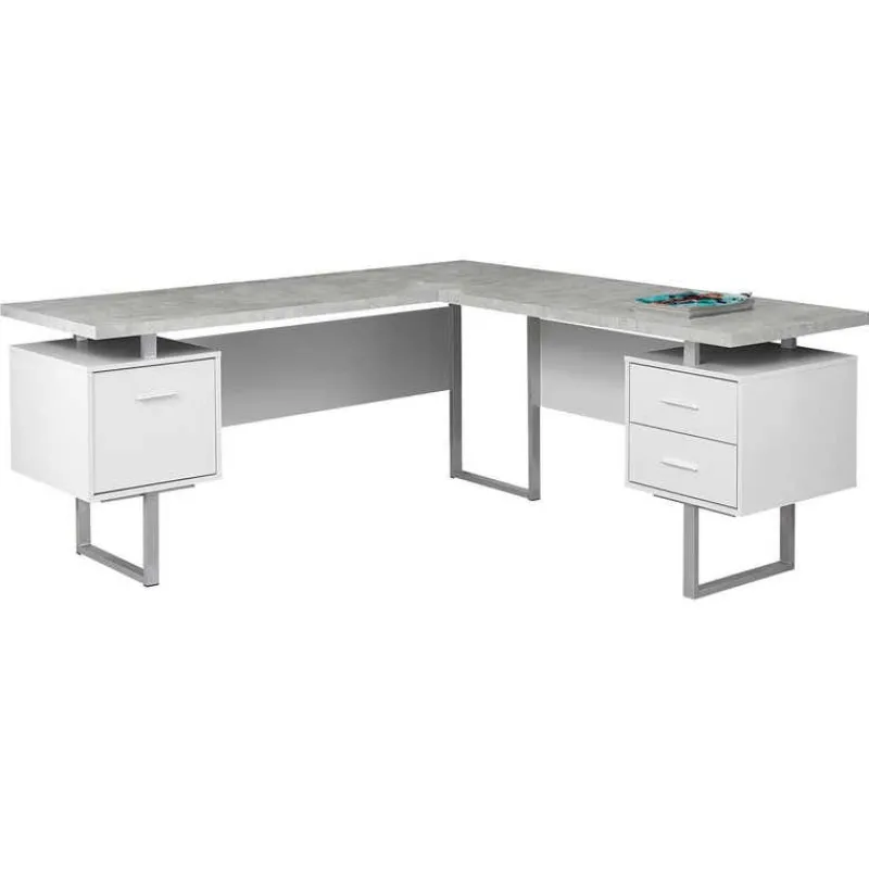 Monarch L-shaped computer desk / cement-look top -