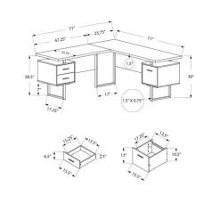 Monarch L-shaped computer desk / cement-look top -