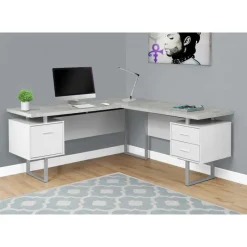 Monarch L-shaped computer desk / cement-look top -