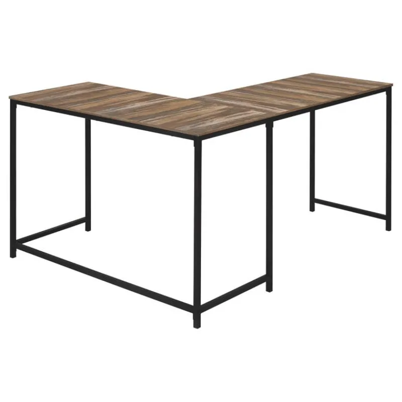 Monarch L-shaped computer desk - corner / metal base / large desk - 58"l x 44"w - bro -