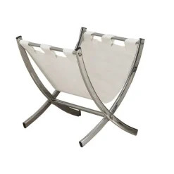 Monarch Magazine rack - leather-look / chrome metal -