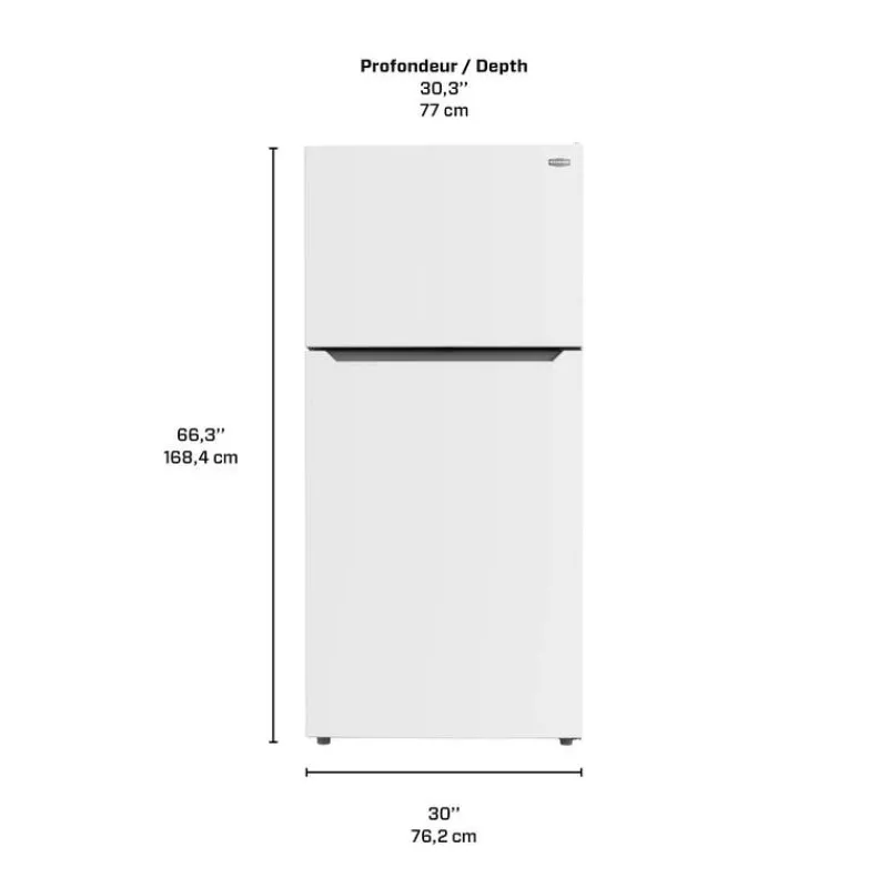 Marathon 18 Cu Ft 30 In Refrigerator Top Freezer - MFF184W