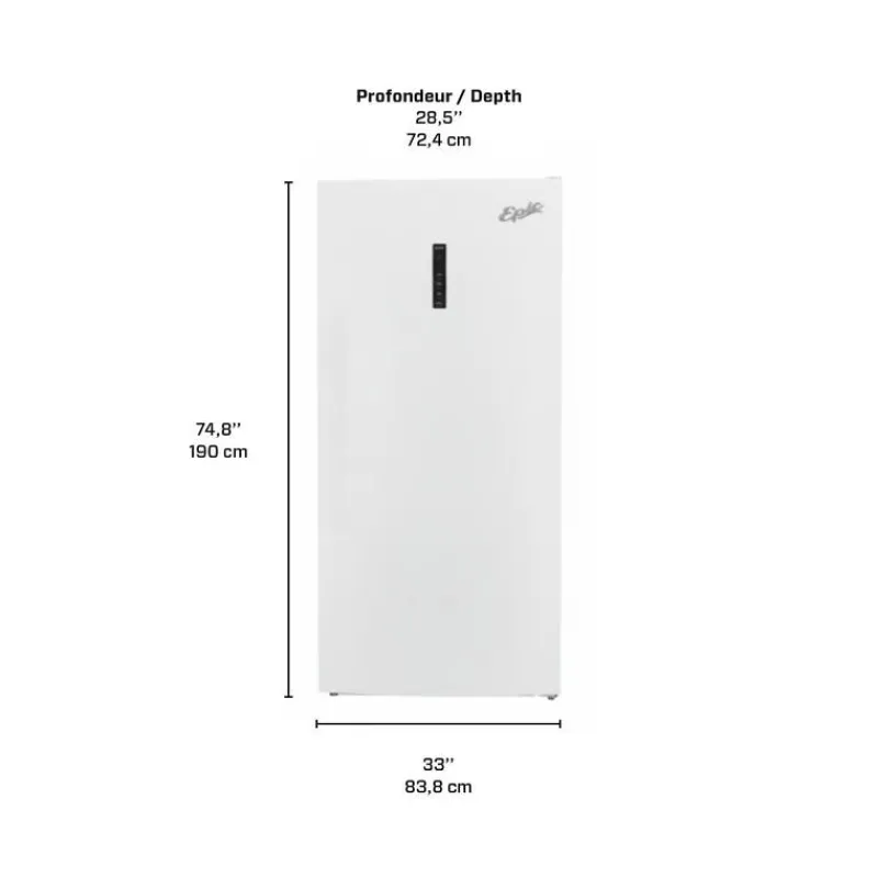 Marathon Convertible Refrigerator Freezer - 21.2 Cu Ft , Vertical, 33" - EFF212W