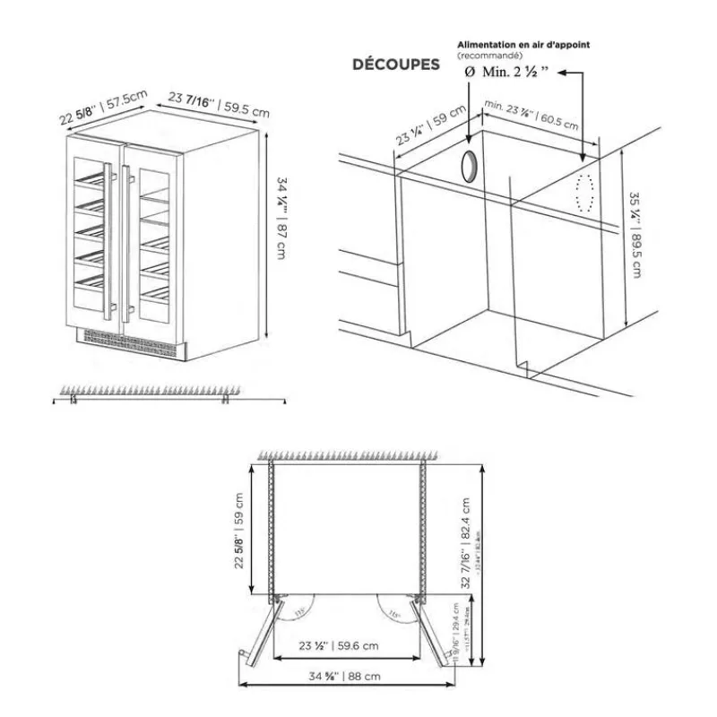 Marathon Wine Cooler 24" - MBWC56-FDBLS