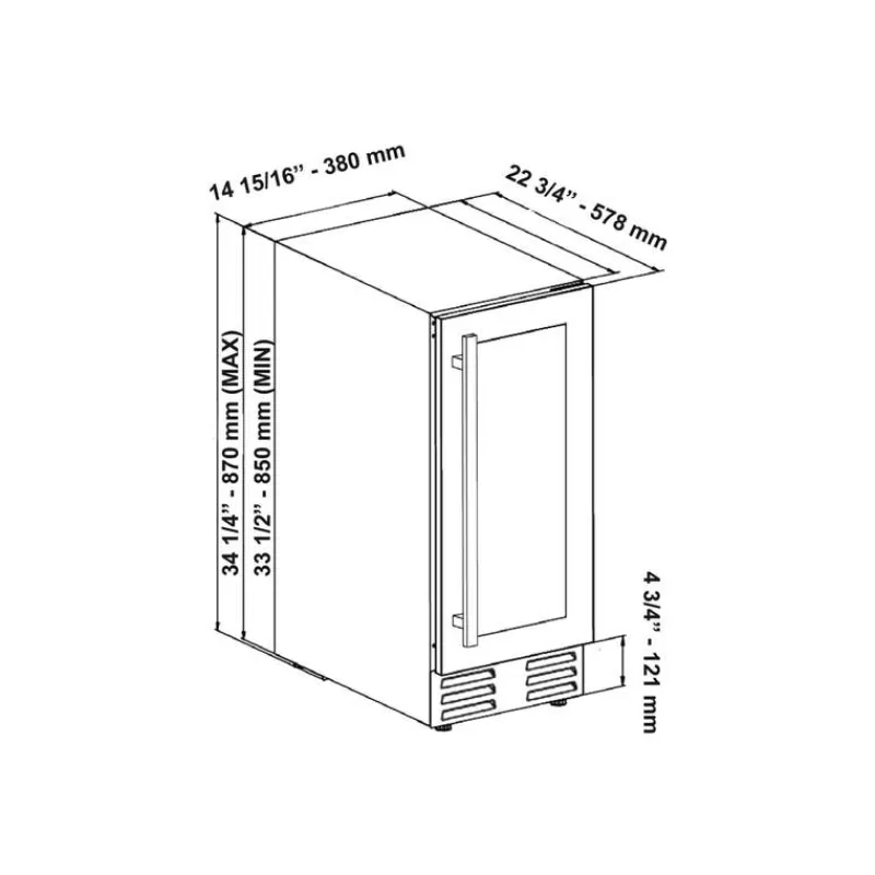 Marathon Wine Cooler 15" - MWC28-DBLS-1