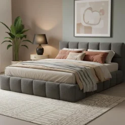 Marshmallow-Style King Bed (78") - Grey