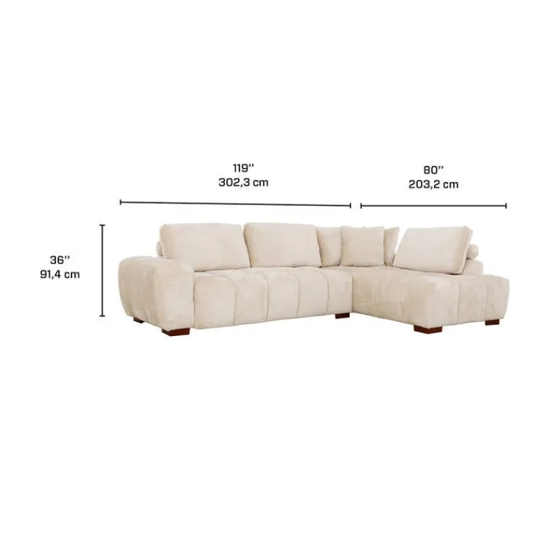 Marshmallow-Style Sectional with Right-Side Chaise -