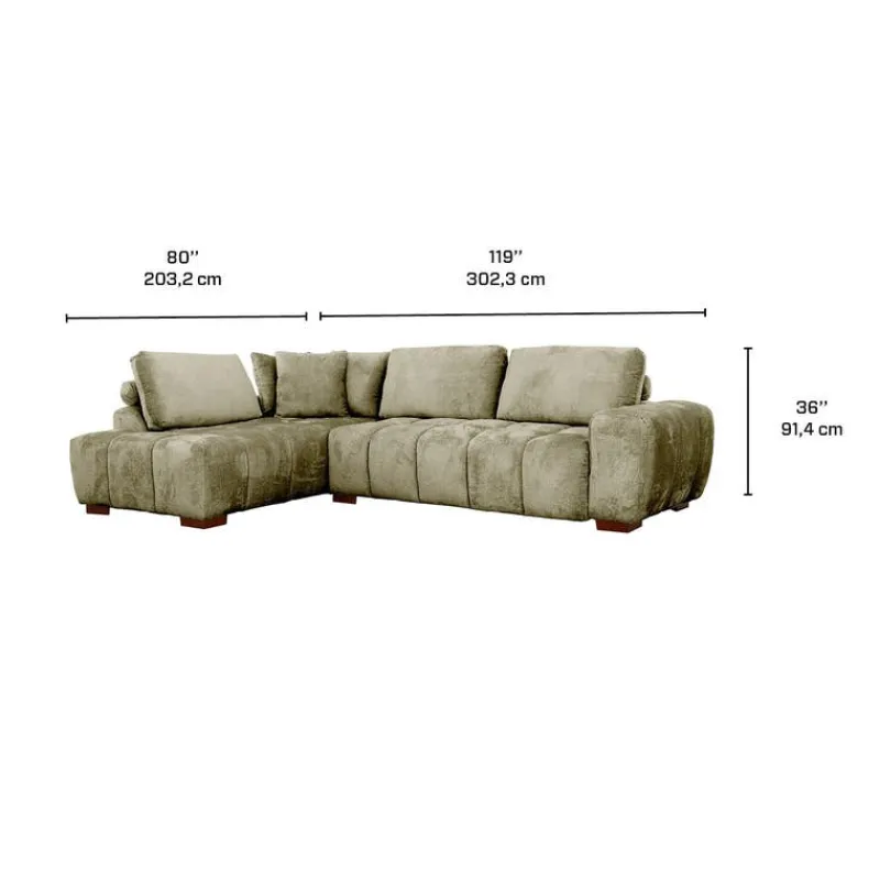 Marshmallow-Style Sectional with Left-Side Chaise - Sage