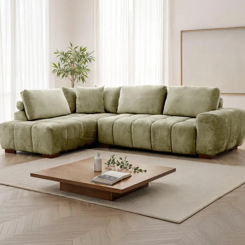 Marshmallow-Style Sectional with Left-Side Chaise - Sage