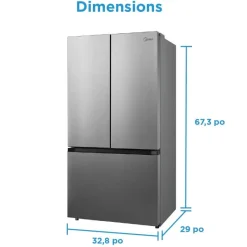 MIDEA 22,5 Cu. Ft. 33" Refrigerator Bottom Freezer, French door - MRF23I7AST