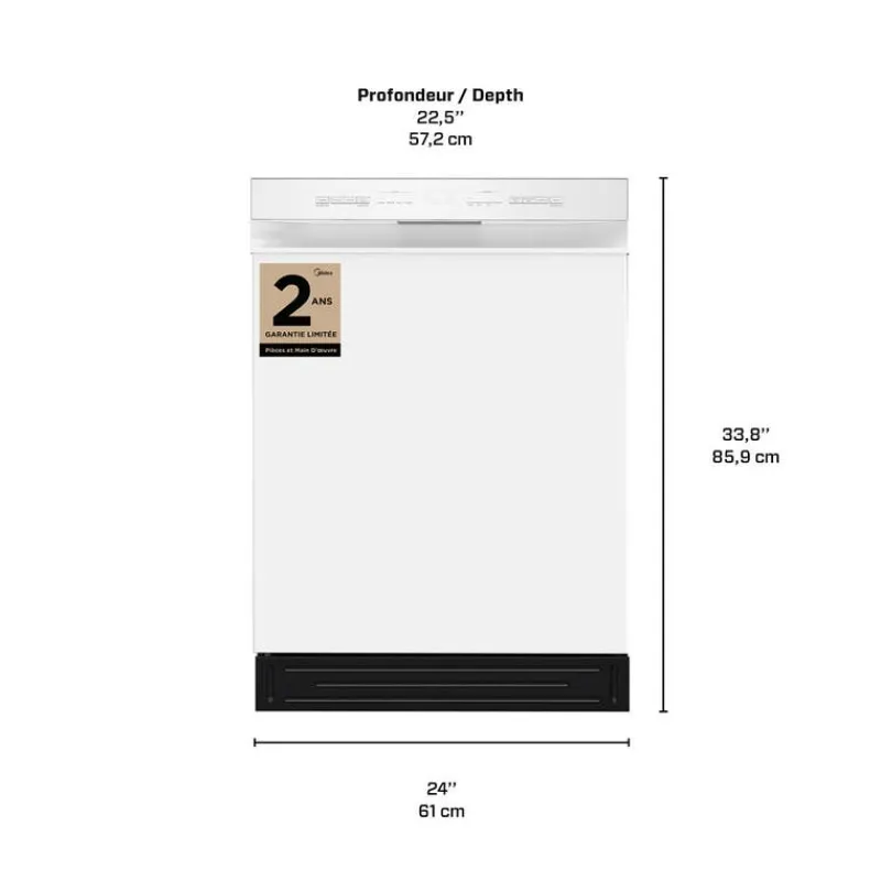MIDEA Dishwasher Built-In 24" 52dB - MDF24P2BWW