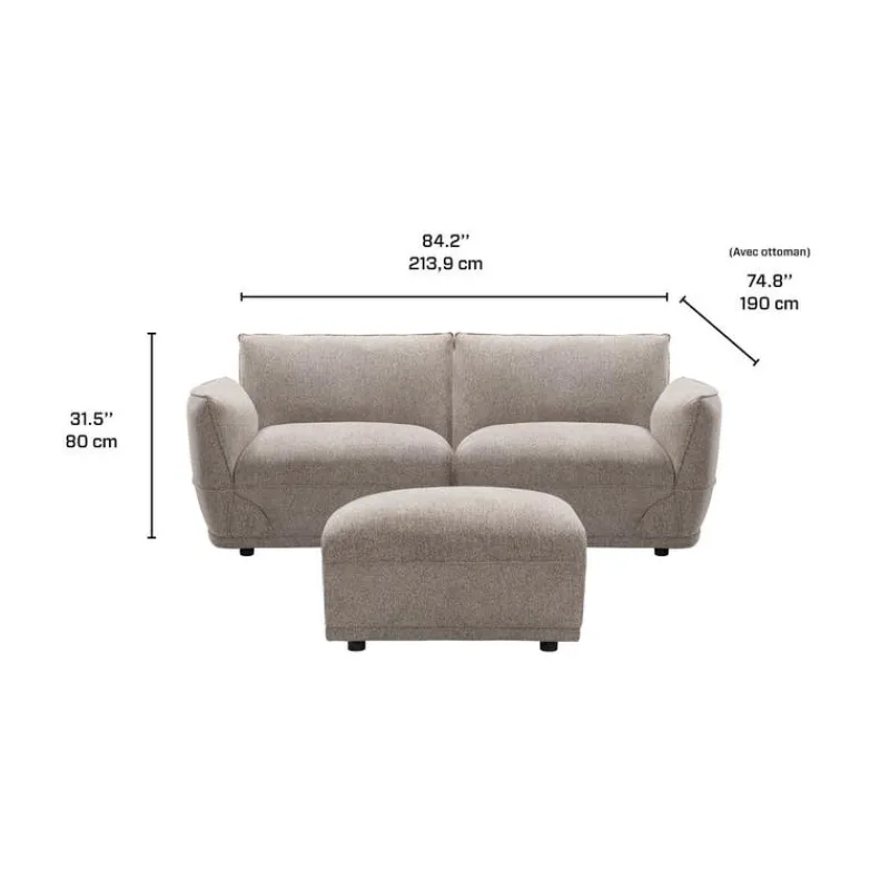 Modular Loveseat with Ottoman - 3 pcs