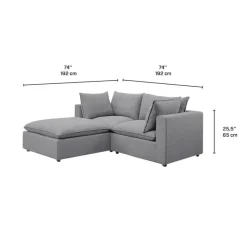 Modular Loveseat with Ottoman - 3 pcs