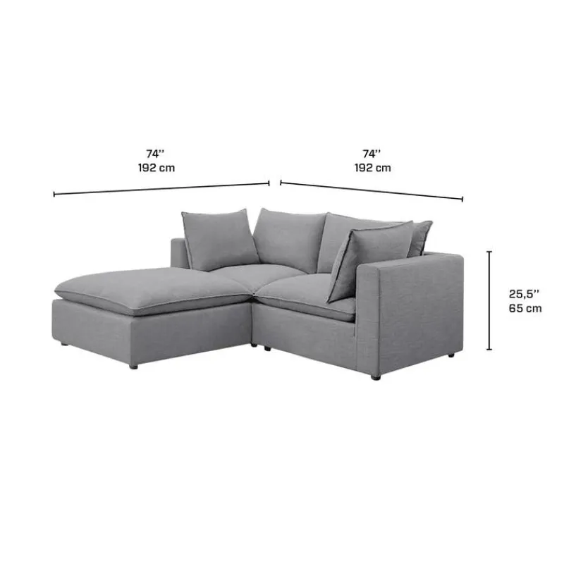 Modular Loveseat with Ottoman - 3 pcs