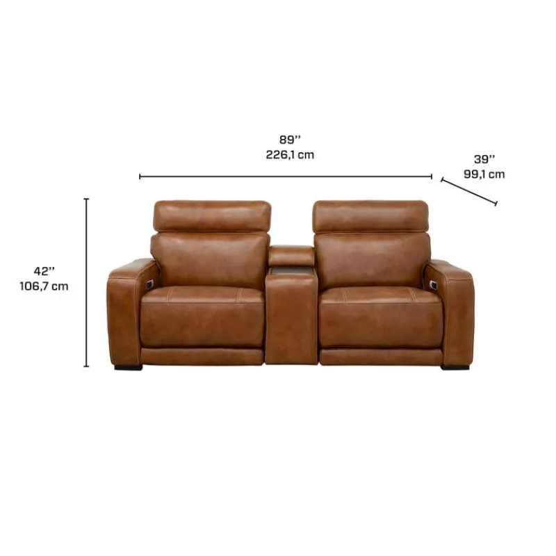 Modular Power Reclining Loveseat with Console, Built-In Speakers, Massage & Heat - 3 pcs