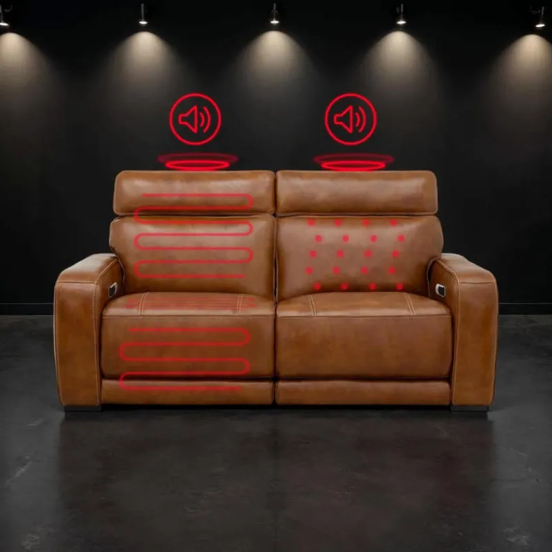 Modular Power Reclining Loveseat with Built-In Speakers, Massage & Heat - 2 pcs