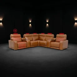 Modular Power Reclining Sectional with 2 Consoles, Built-In Speakers, Massage & Heat - 7 pcs