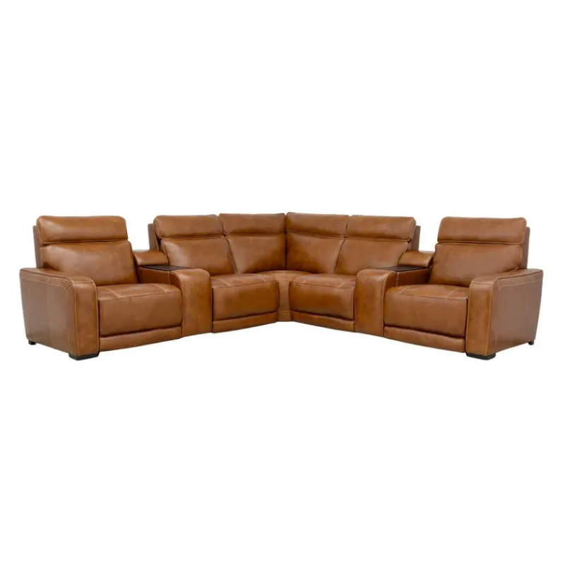 Modular Power Reclining Sectional with 2 Consoles, Built-In Speakers, Massage & Heat - 7 pcs
