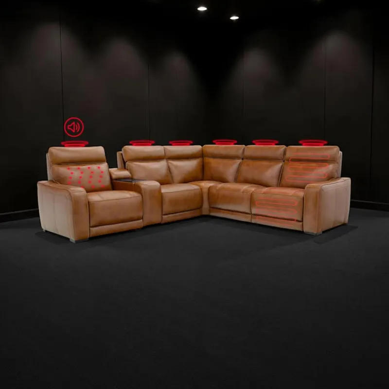 Modular Power Reclining Sectional with Console, Built-In Speakers, Massage & Heat - 6 pcs