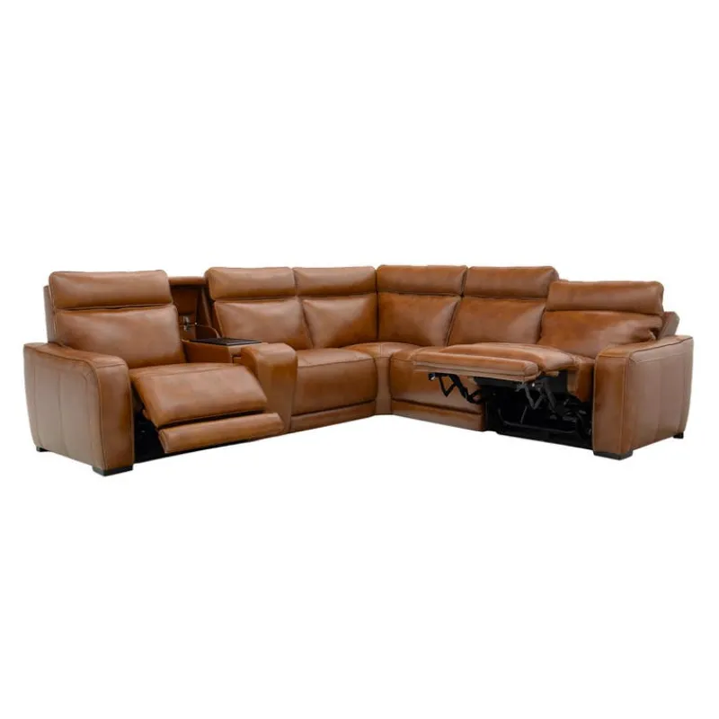 Modular Power Reclining Sectional with Console, Built-In Speakers, Massage & Heat - 6 pcs