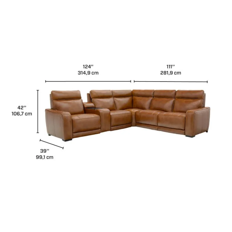 Modular Power Reclining Sectional with Console, Built-In Speakers, Massage & Heat - 6 pcs