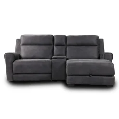 Modular Reclining Loveseat, Chaise with Storage, Console with Cup Holders, and USB/USB-C Ports - 3 pcs